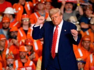 President Donald Trump speaks during a rally at the US Steel-Irvin Works in West Mifflin, Pennsylvania on May 30 2025